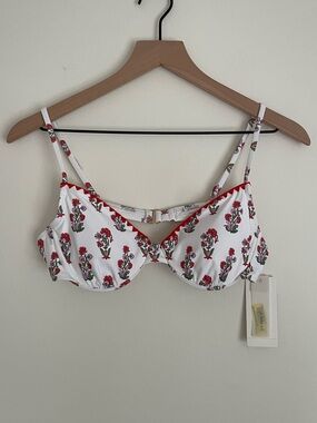 A Loves A Floral Underwire Bikini Top - White with Red Floral Print